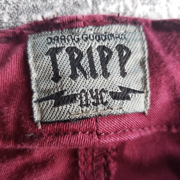 Purple Pink Burgundy Tripp NYC Jeans w T Back Pockets and Criss Cross Details - Picture 1 of 13